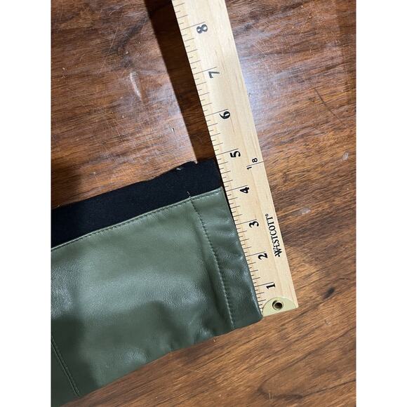 Rebecca Minkoff Pants 2‎ Lamb Leather Green Black Riding Pants Equestrian Luxury - Picture 7 of 10